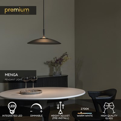 Lucide MENGA - Pendant light - Ø 40 cm - LED Dim. - 1x11W 2700K - Smoke Grey | Premium